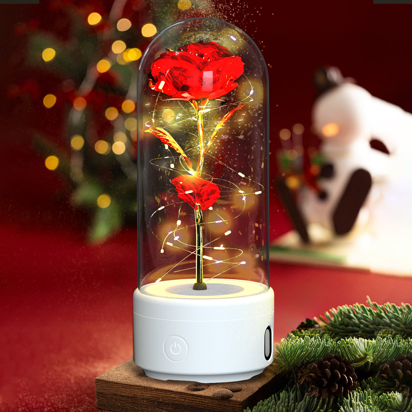 Creative 2 in 1 Rose Flowers LED Light and Bluetooth-Compatible Speaker Valentine'S Day Gift