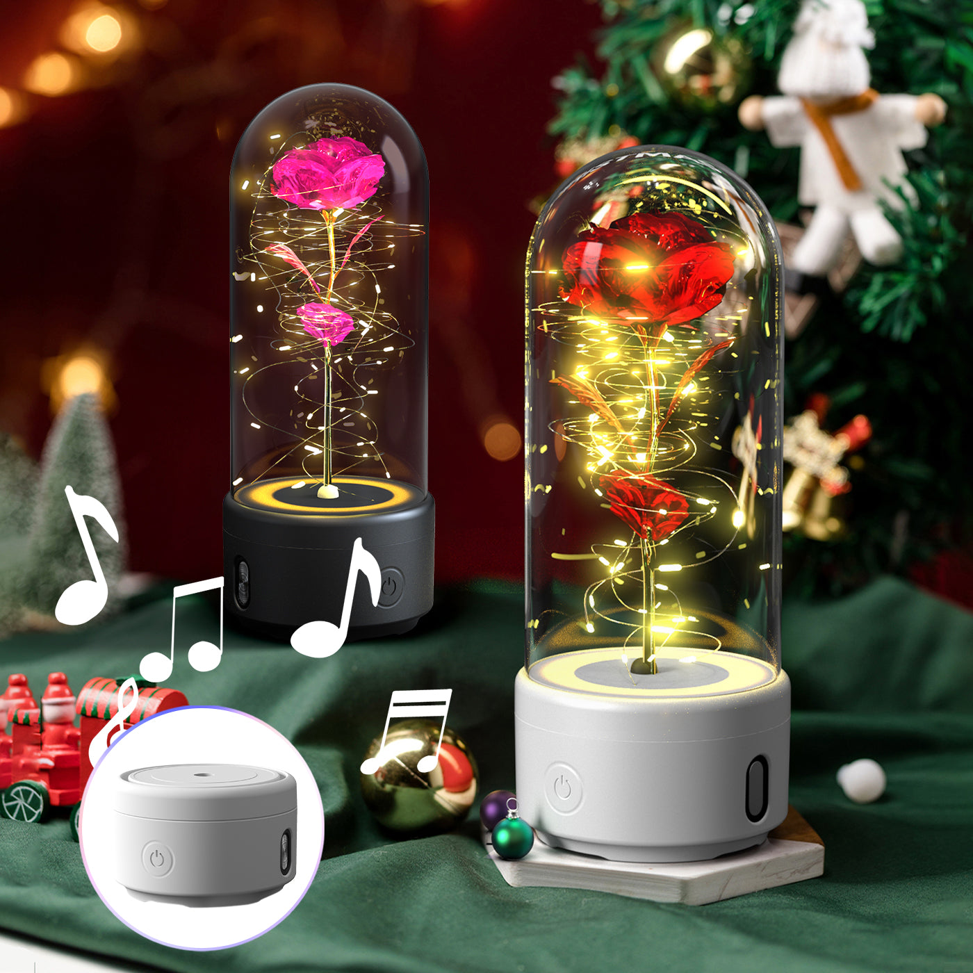 Creative 2 in 1 Rose Flowers LED Light and Bluetooth-Compatible Speaker Valentine'S Day Gift