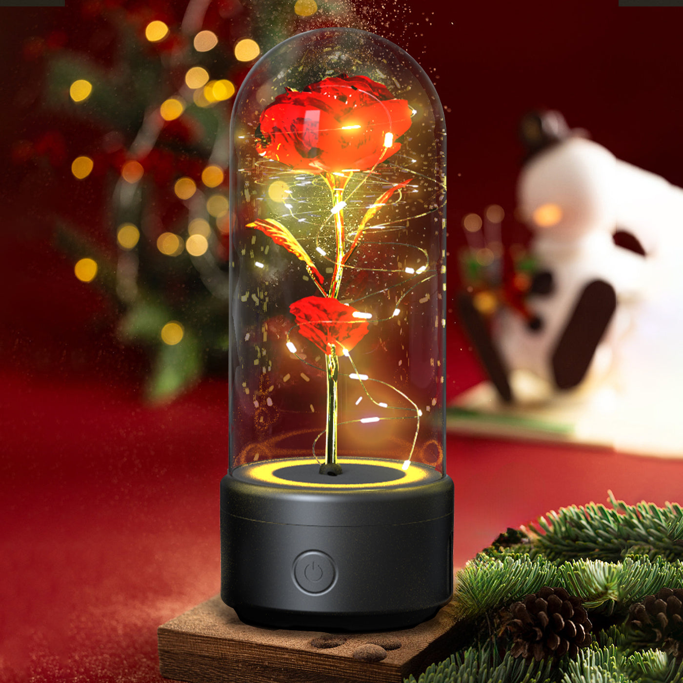 Creative 2 in 1 Rose Flowers LED Light and Bluetooth-Compatible Speaker Valentine'S Day Gift