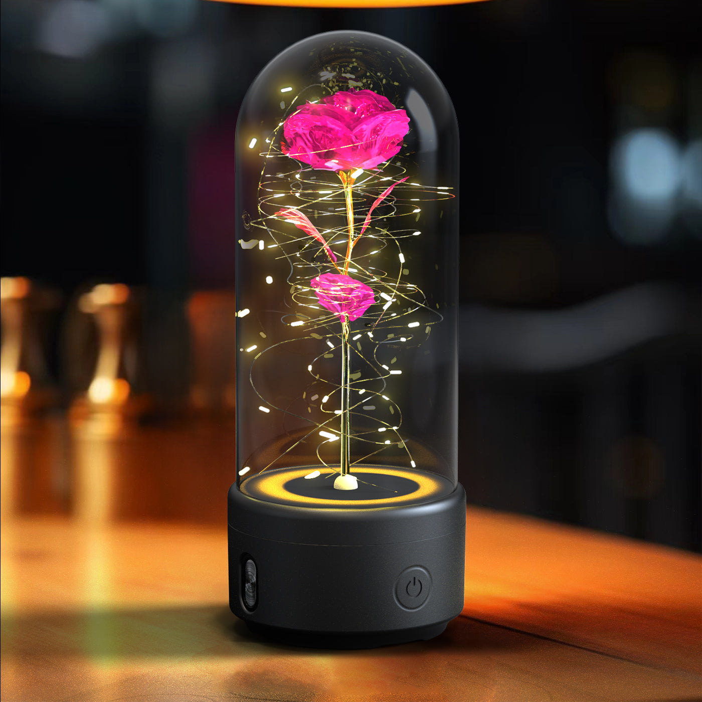 Creative 2 in 1 Rose Flowers LED Light and Bluetooth-Compatible Speaker Valentine'S Day Gift